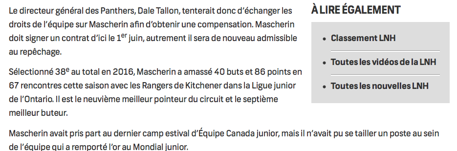 Adam Mascherin fait son CAPRICIEUX..La chance de Marc Bergevin...