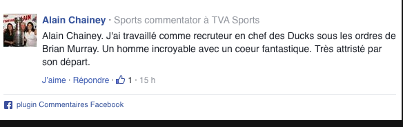 Alain Chainey lit Hockey30!!!!!