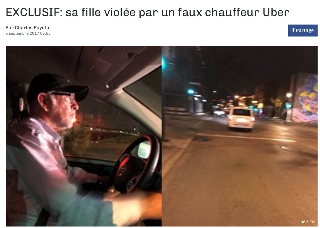 ALERTE!!!!! Un VIOLEUR court toujours..Un FAKE CHAUFFEUR UBER...