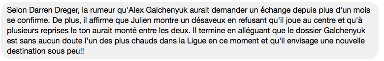 Alex Galchenyuk a demandé une transaction...