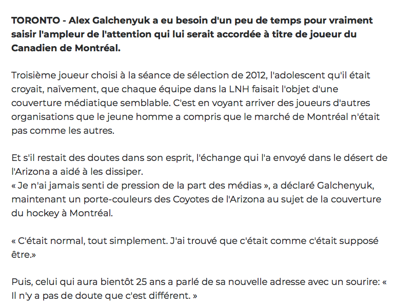 Alex Galchenyuk est prêt...Prêt pour aller chez PARÉE!!!