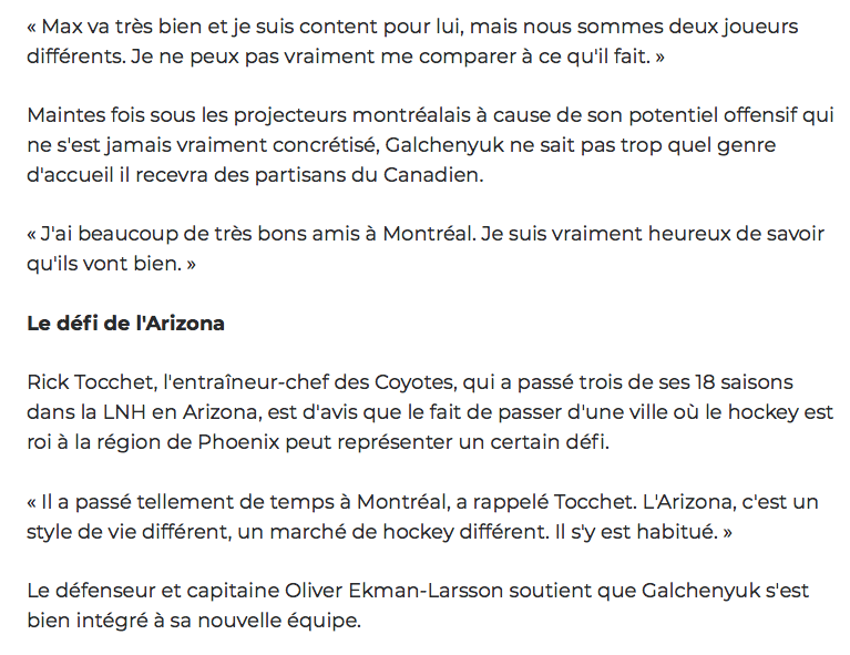 Alex Galchenyuk est prêt...Prêt pour aller chez PARÉE!!!