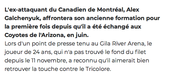 Alex Galchenyuk veut marquer contre Carey Price....