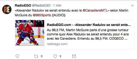 Alex Radulov à Montréal..Martin McGuire le JURE sur sa tête...