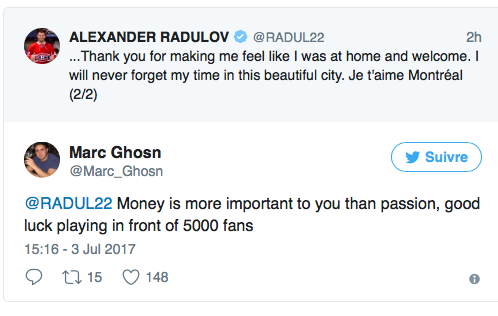 Alex Radulov se fait DÉTRUIRE sur TWITTER...