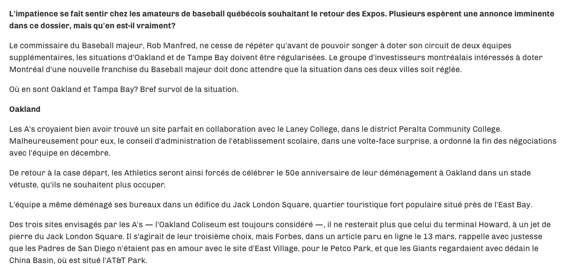  Alors que le projet des Nordiques est MORT et ENTERRÉ....Le projet des Expos..