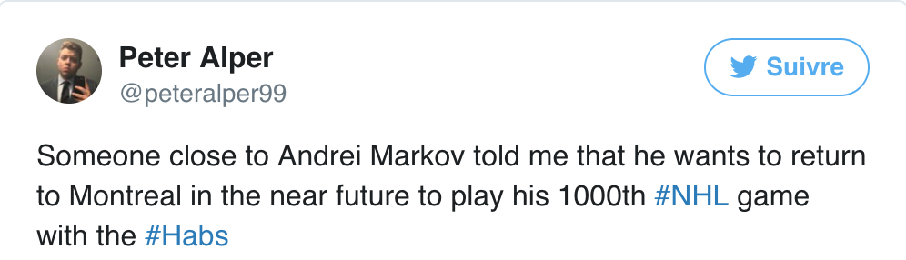 Andrei Markov de retour avec le CH dès cette saison ???