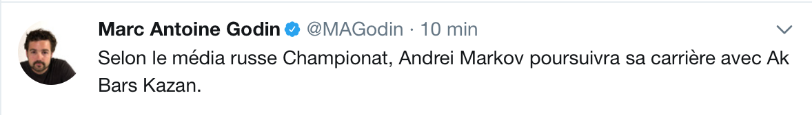 Andrei Markov irait rejoindre son ancien coéquipier...