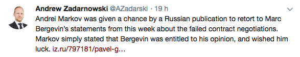 Andrei Markov n'a pas voulu embarquer dans le jeu de Bergevin...