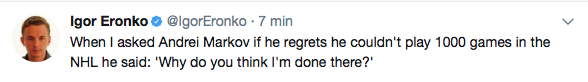 Andrei Markov veut déjà revenir dans la LNH...