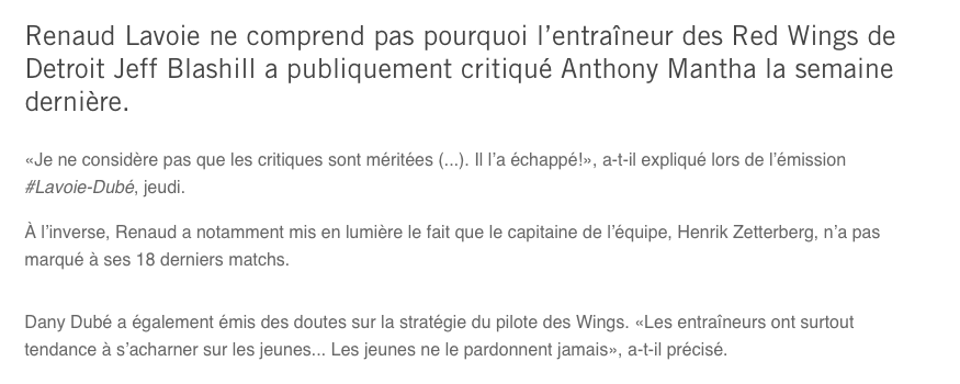 Anthony Mantha ne lui pardonnera JAMAIS...