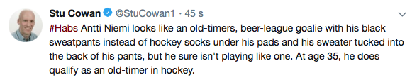 Antti Niemi, a l'air d'un gardien de LIGUE DE BIÈRE...HAHA...