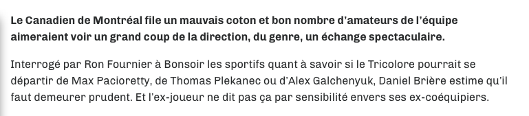 Après avoir CRACHÉ sur Michel Therrien...Daniel Brière joue au DG..