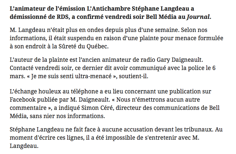Arrestation de Langdeau: Ok, le gars portait des chemises TURQUOISES du DIX-TRENTE....mais....