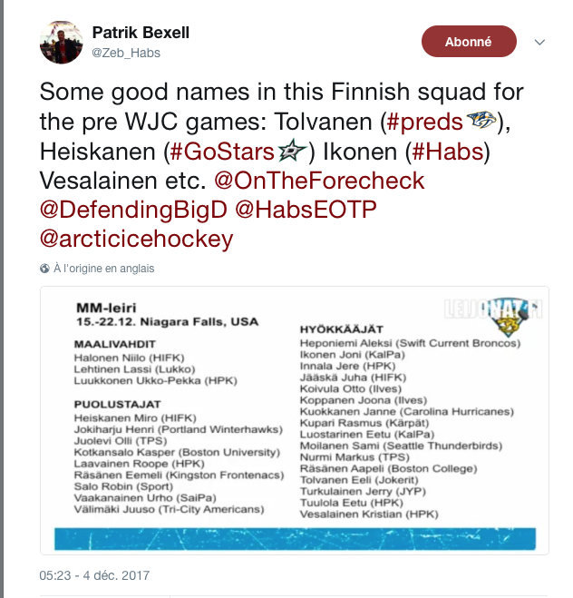Attention à Joni Ikonen au championnat du monde junior...