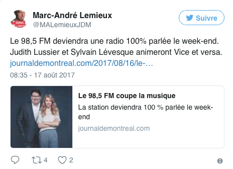 Au 91,9 Sports de faire la même chose..