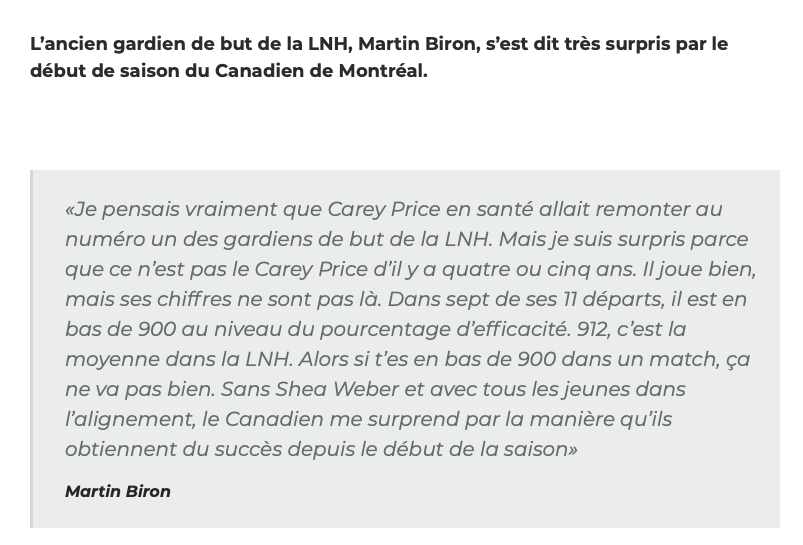Au tour de Martin Biron d'attaquer Carey Price...