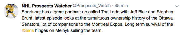 Au tour de Sportsnet, de dire que le propriétaire des SENS...