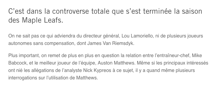 Auston Matthews à Montréal? Non...Mike Babcock.....à Montréal? HAHA!!!