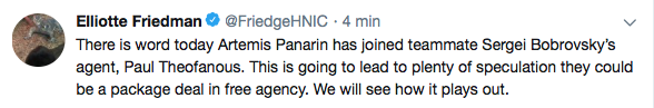 AYOYE...Artemi Panarin a changé d'agent...
