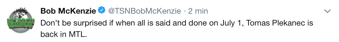 AYOYE...Bob McKenzie dit que Plekanec, va signer à Montréal !!!
