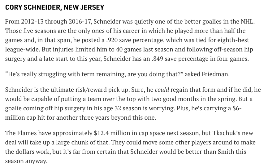 AYOYE...Charlie Lindgren, un candidat pour les Flames, selon Sportsnet...