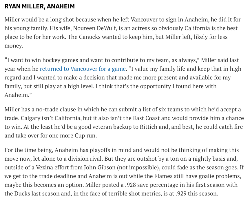AYOYE...Charlie Lindgren, un candidat pour les Flames, selon Sportsnet...