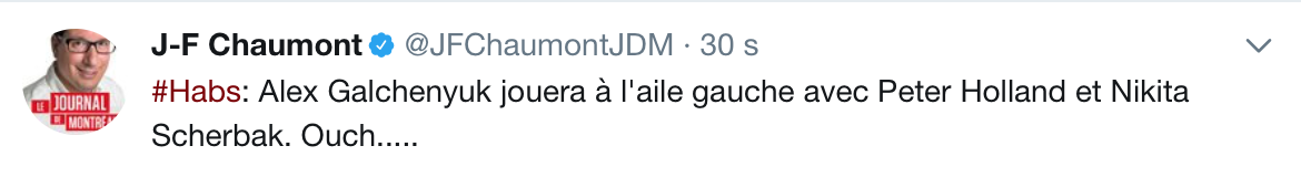 AYOYE...Claude Julien ne veut rien savoir de Alex Galchenyuk...