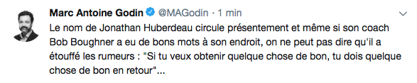 AYOYE...Le coach des Panthers avoue que Huberdeau est sur le marché...