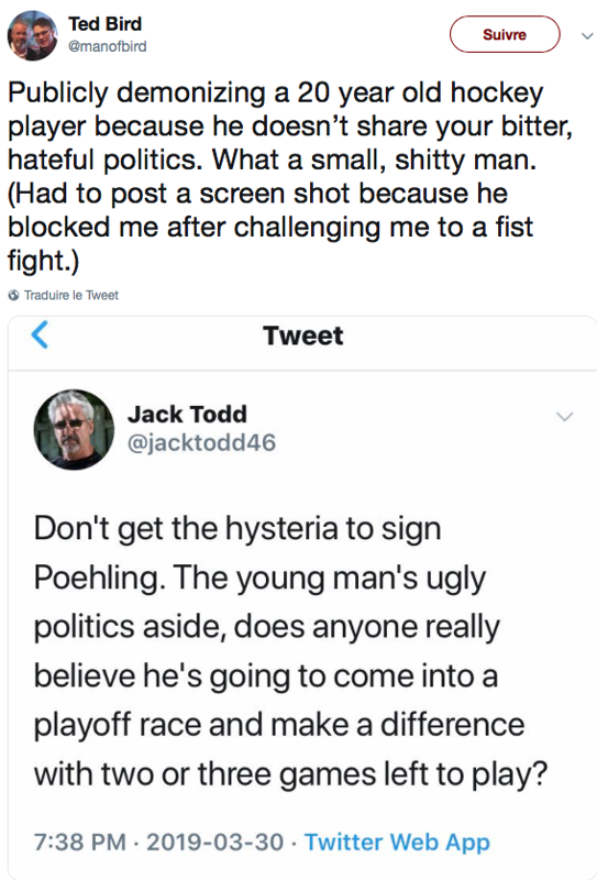 AYOYE...Un journaliste de la Gazette traîne Ryan Poehling dans la BOUE...
