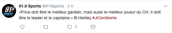 Bob Hartley doit faire ATTENTION en foutant toute la PRESSION sur Price.