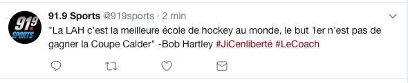 Bob Hartley donne un CHAUSSON AUX POMMES à SLY...