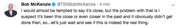 Bob McKenzie confirme que le DEAL n'est pas loin MAIS...