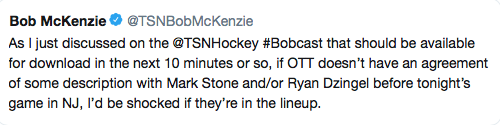 Bob McKenzie nous dit que Guy Boucher est un menteur...