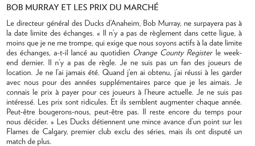 Bob Murray confirme qu'il a REJETÉ Marc Bergevin!!!!!!