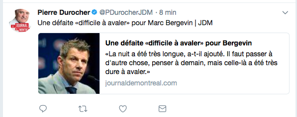 Bon...C'est rendu que Marc Bergevin veut faire PITIÉ...