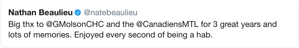 Bonne nouvelle...Nathan Beaulieu se souvient de plusieurs moments...