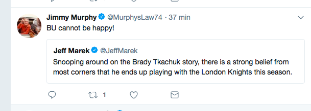 Brady Tkachuk irait jouer...à London...