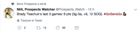 Brady Tkachuk met Kotkaniemi dans sa petite poche...