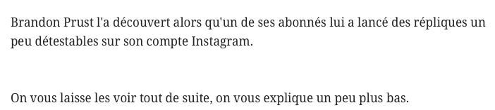 Brandon Prust n'accepte pas de se faire dire qu'il est un NO-NAME à côté de sa femme..