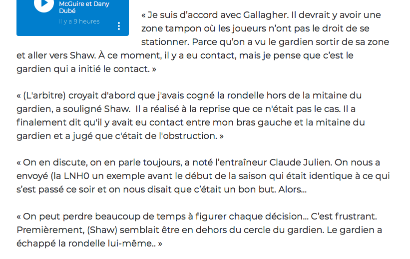 Brendan Gallagher et Dany Dubé les MAUVAIS PERDANTS....