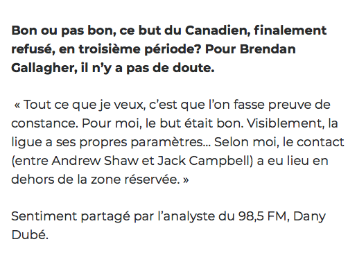 Brendan Gallagher et Dany Dubé les MAUVAIS PERDANTS....