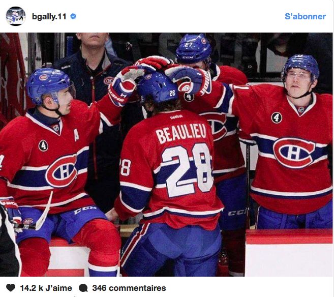 Brendan Gallagher qui dit BYE à son chum Nathan Beaulieu...et qui va se dire BYE à lui-même bientôt...