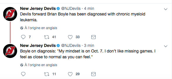 Brian Boyle...atteint de la LEUCÉMIE..