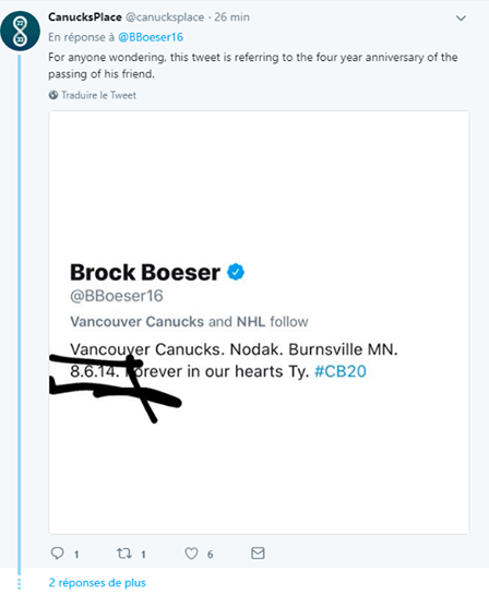 Brock Boeser ne parlait pas d'un contrat de 4 ans..