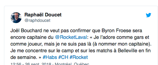 Byron Froese aurait PÉTÉ une COCHE à JOJO Bouchard...