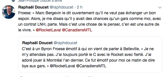 Byron Froese...Qui BRAILLE comme un BÉBÉ.