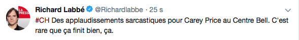 Ça ne regarde pas BEN pour Carey Price...