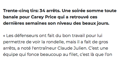 Ça sent de plus en plus le VÉZINA pour Carey Price...
