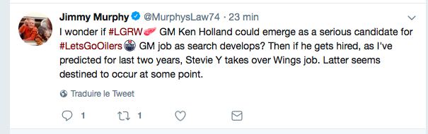 Ça sent le SWITCH!!!!! Entre Steve Yzerman et Ken Holland..
